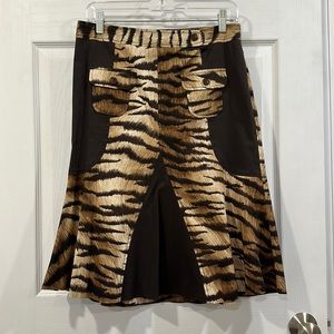 Blue Les Copains Printed Fit & Flair Skirt Size 42